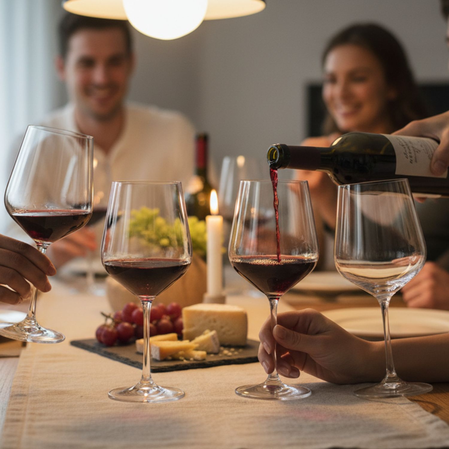 SET 12 COPONES VINO TINTO SIENA BOHEMIA, 580 ML