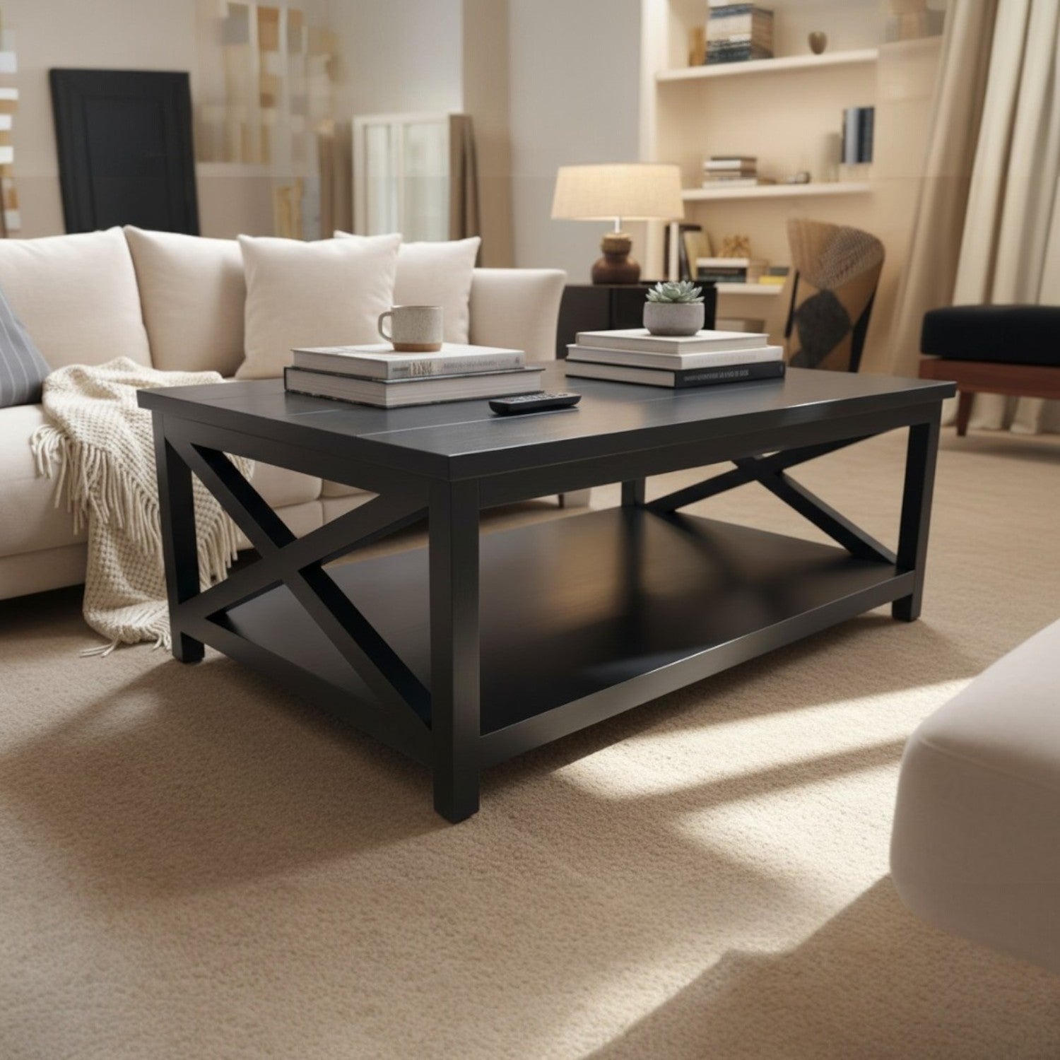 MESA CENTRO RECTANGULAR NEGRO MADERA, 120x80