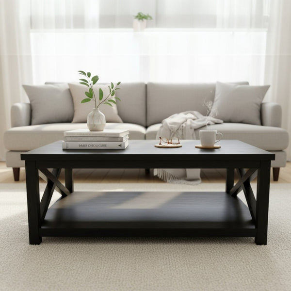 MESA CENTRO RECTANGULAR NEGRO MADERA, 120x80