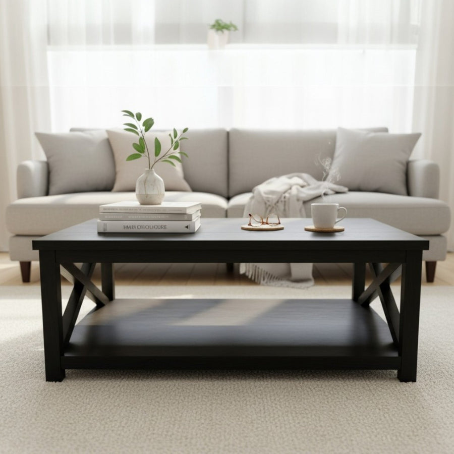 MESA CENTRO RECTANGULAR NEGRO MADERA, 120x80