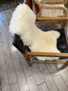 Alfombra piel de oveja, color hueso, 100x65 cm