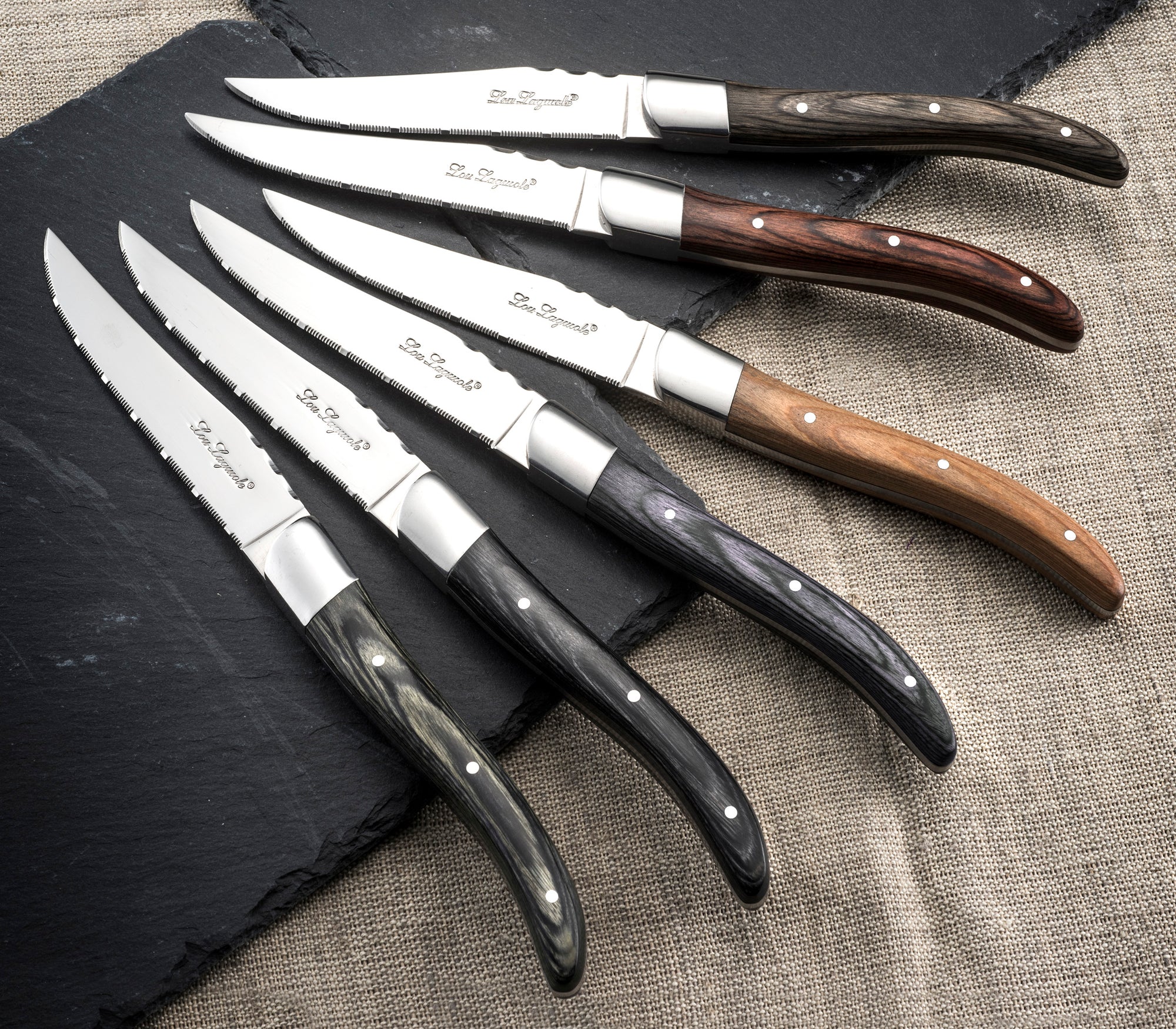 LOU LAGUILE SET 6 CUCHILLOS CARNE MIX COLORES (4135833796642)